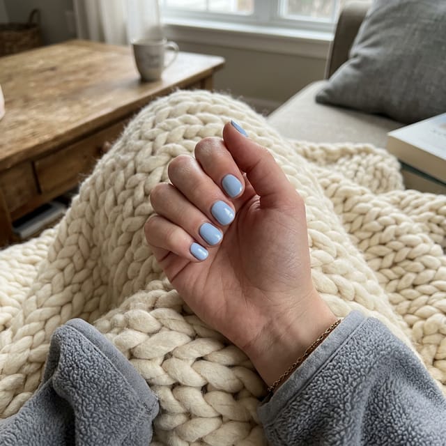 Pastel blue gel nails